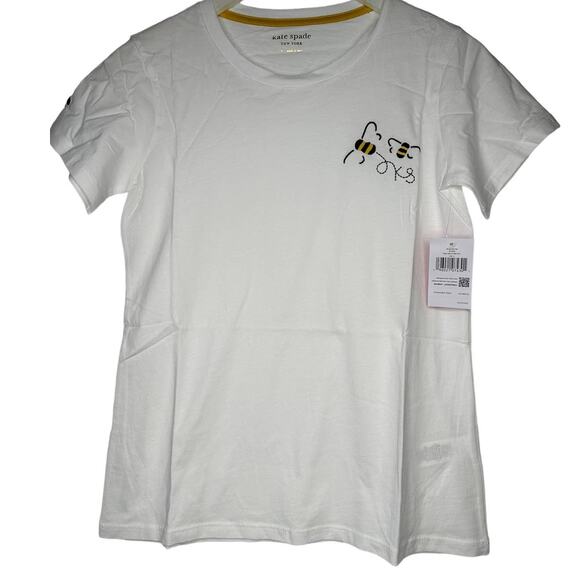 Kate Spade Buzzing Bee Shirt Short Sleeve Tee Small in Fresh White